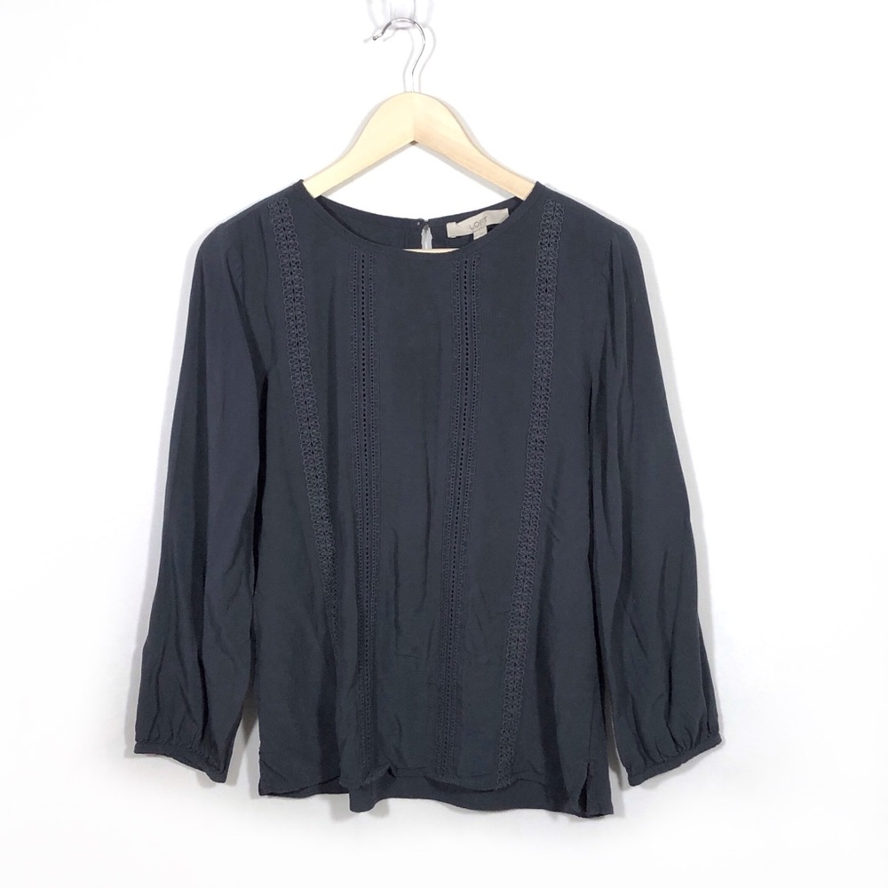 Med Loft Gray/Blue Long Sleeve Blouse